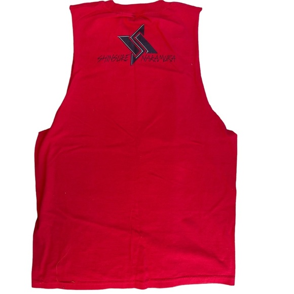 Red sleeveless crewneck tee‎ WWE Shinsuke Nakamura katana graphic. 100% cotton. - Picture 3 of 6